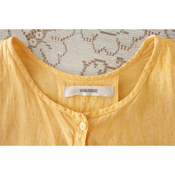 Humanoid Warm Yellow Linen Shift Dress est. Medium Large - Picture 5 of 8